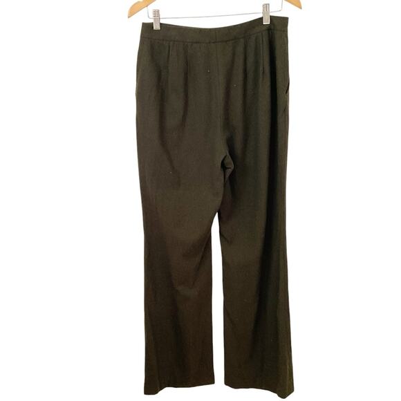 Ellen Tracy green wool flat front pants - Picture 2 of 5